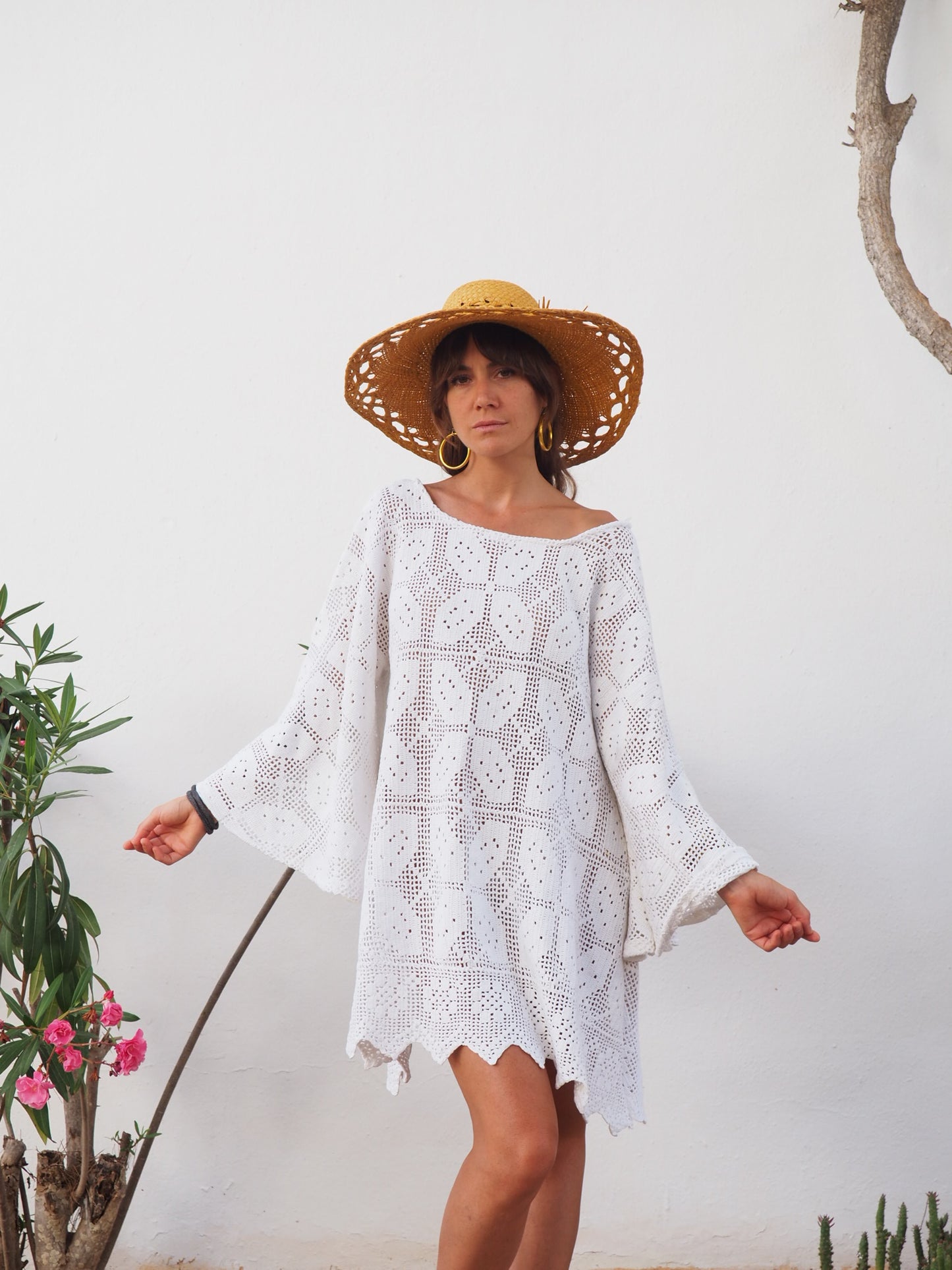 Amazing one off a kind white vintage crochet dress up-cycled by Vagabond Ibiza