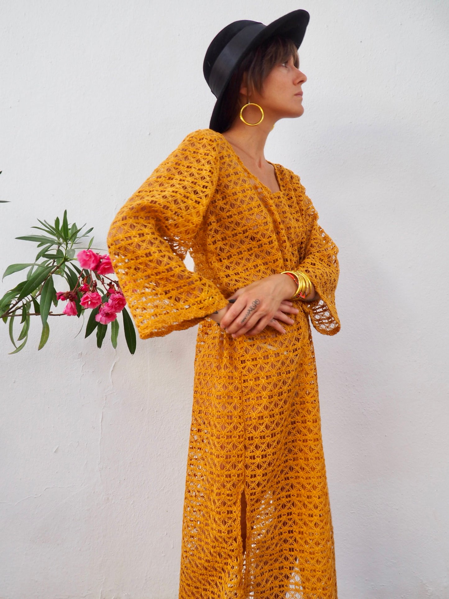 Vintage textiles dress up-cycled by Vagabond Ibiza