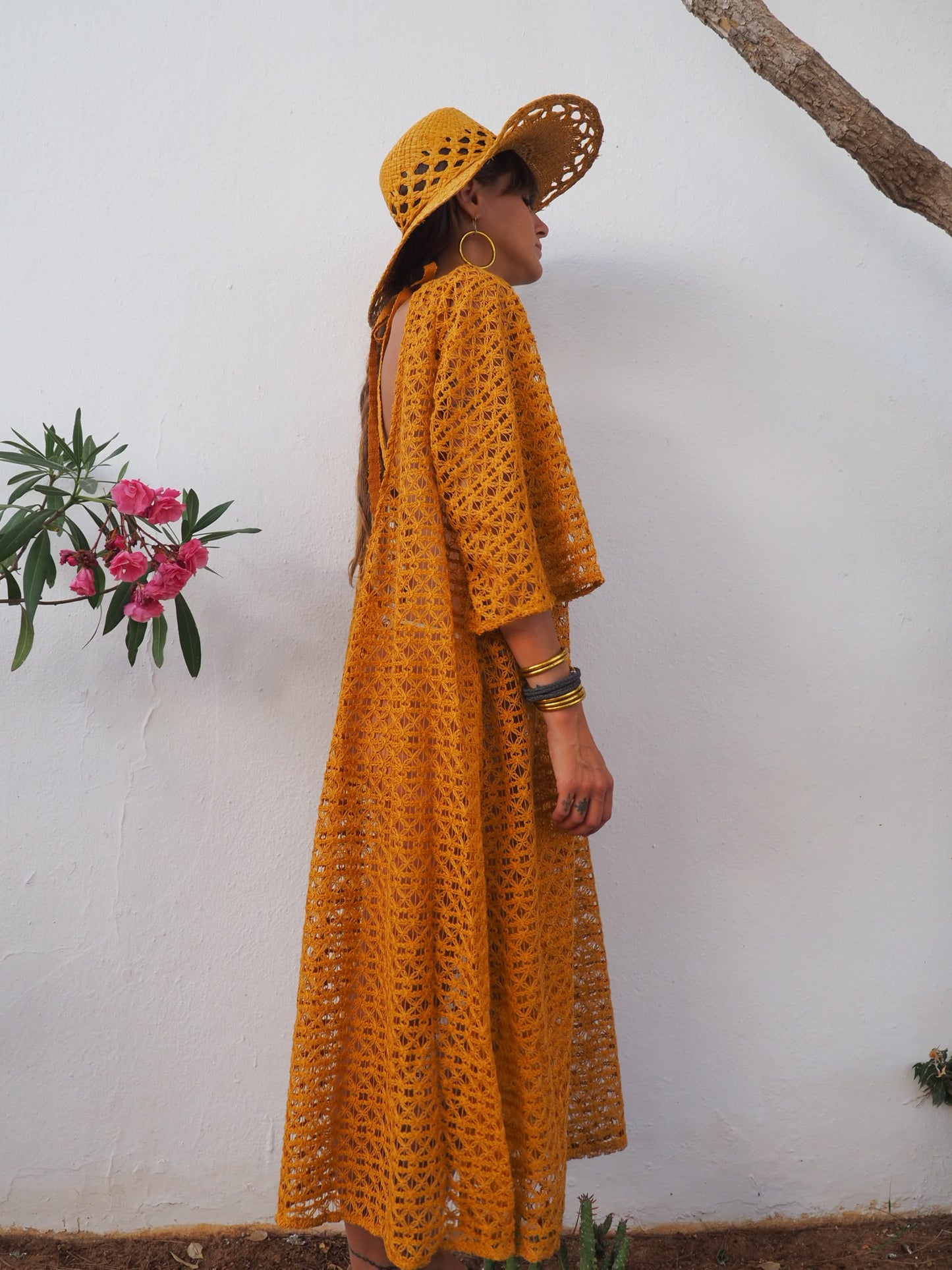 Vintage textiles up-cycled over side dress by Vagabond Ibiza