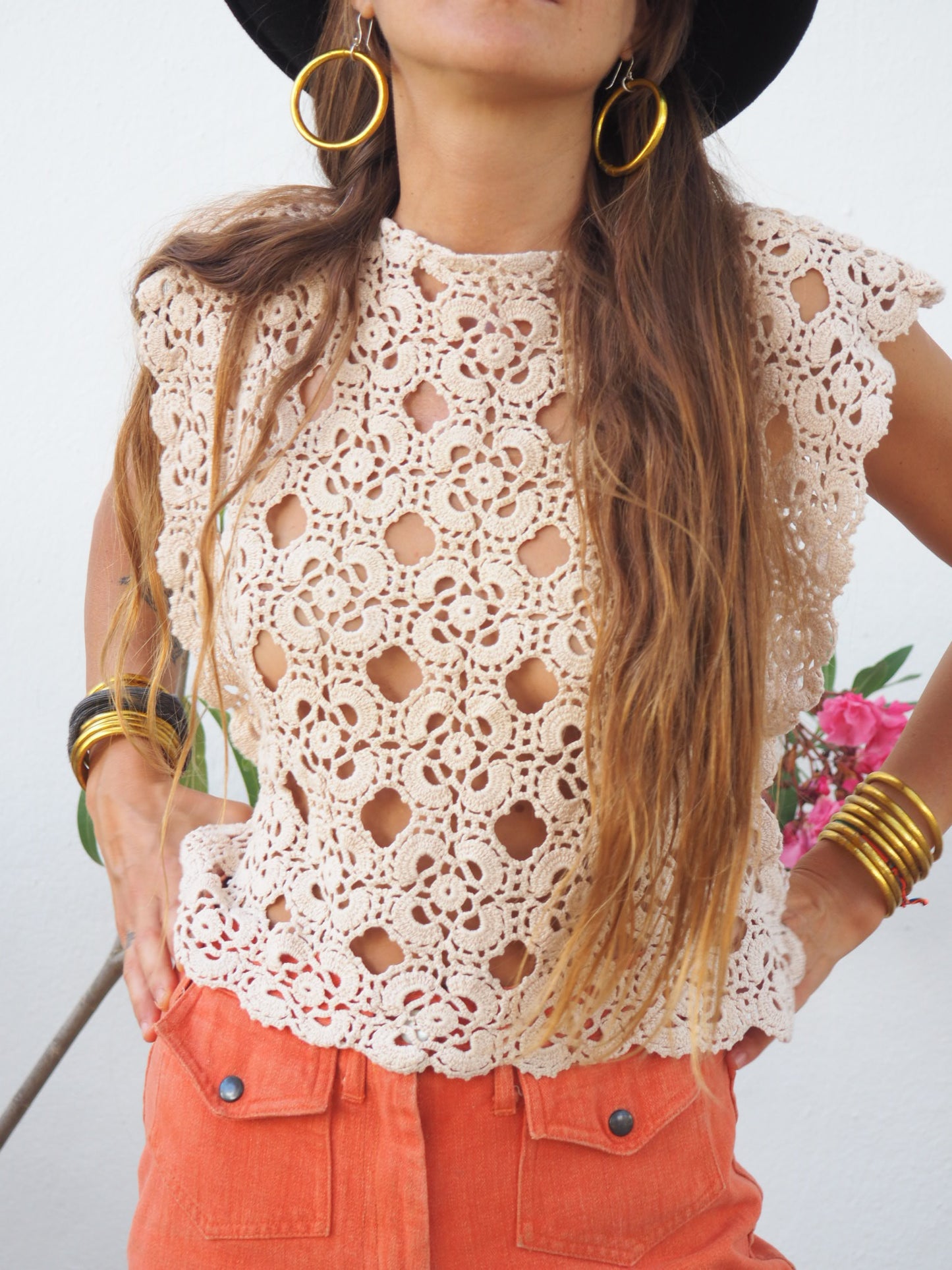 Amazing one off a kind cream vintage crochet lace top up-cycled by Vagabond Ibiza