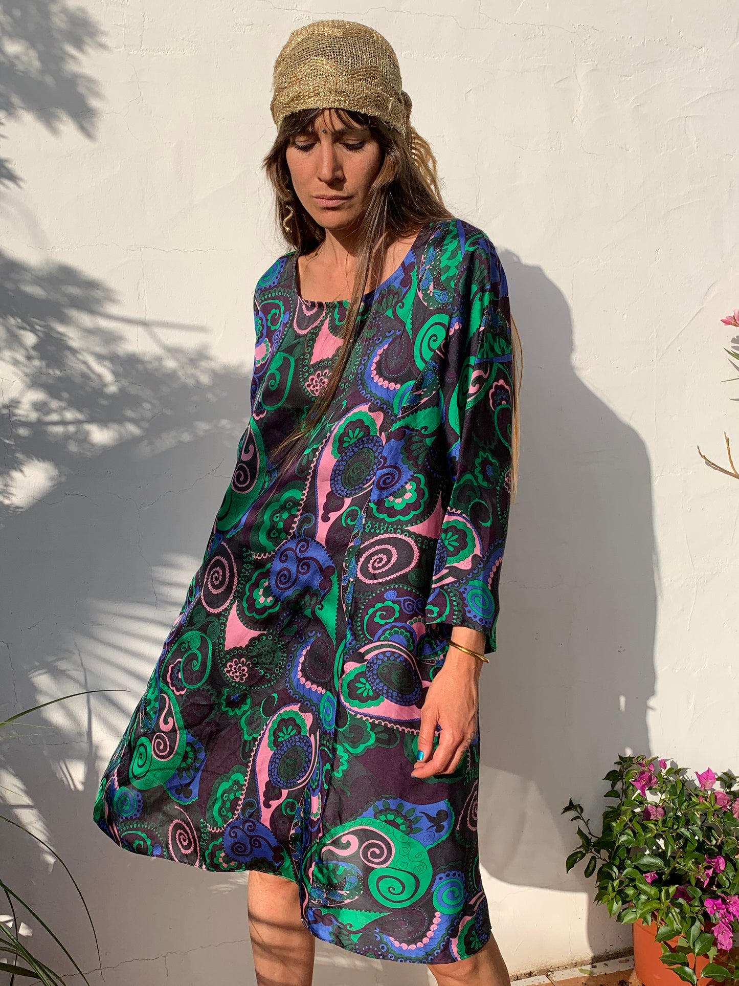 Vintage 1970’s printed dress with wide sleeves