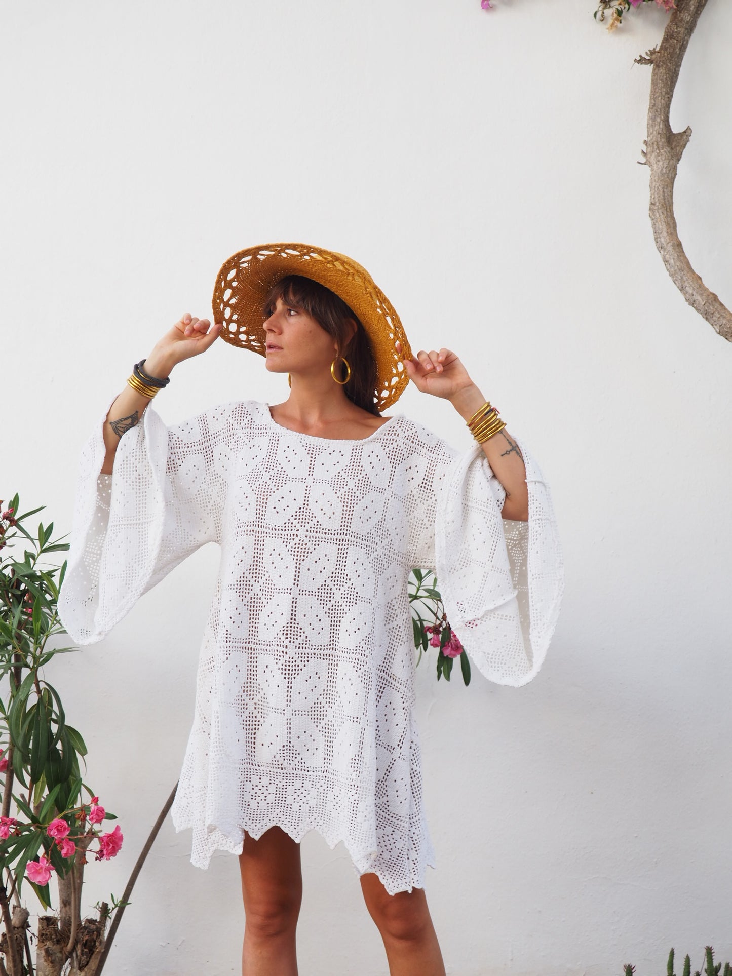 Amazing one off a kind white vintage crochet dress up-cycled by Vagabond Ibiza