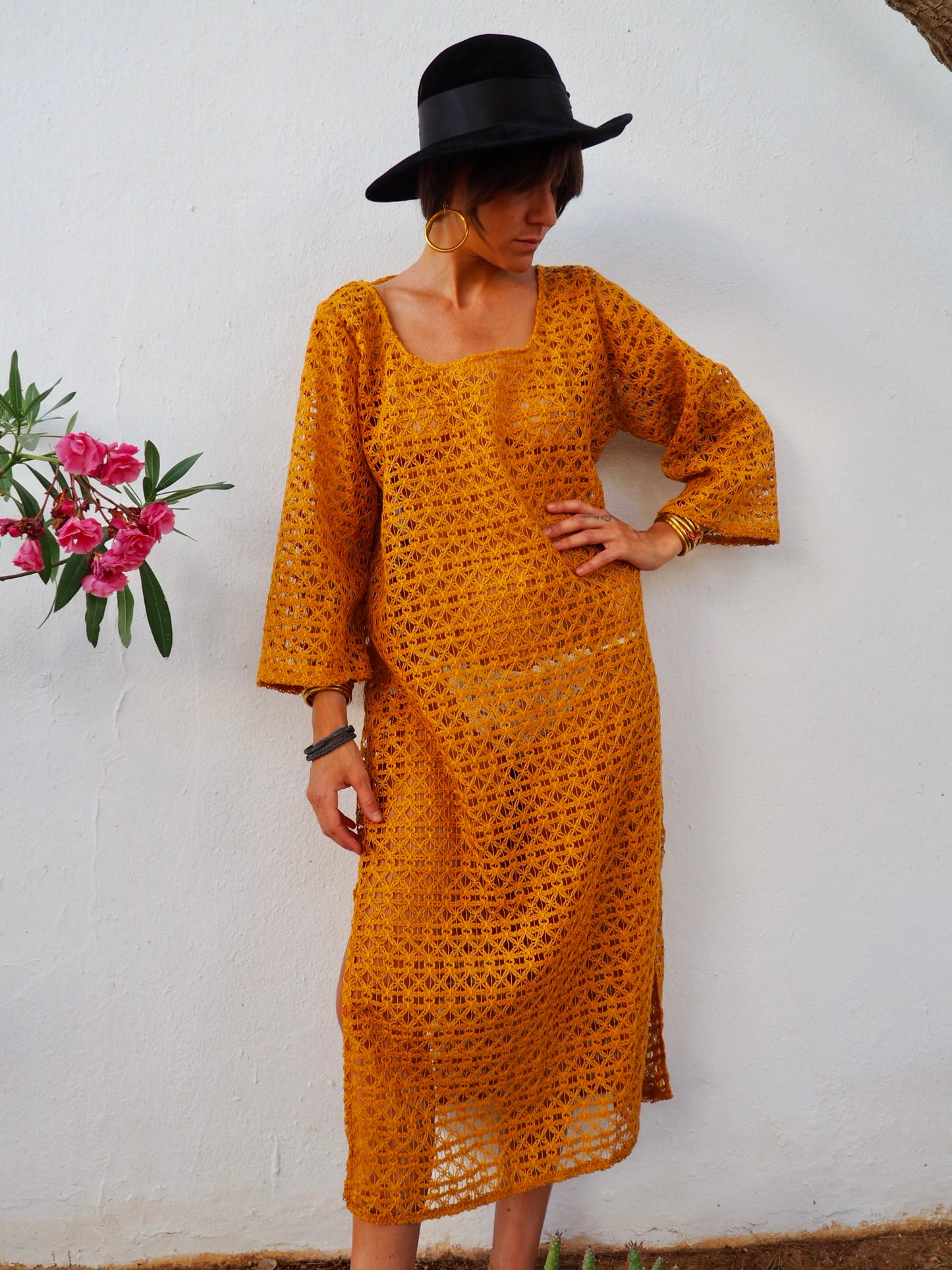 Vintage textiles dress up-cycled by Vagabond Ibiza