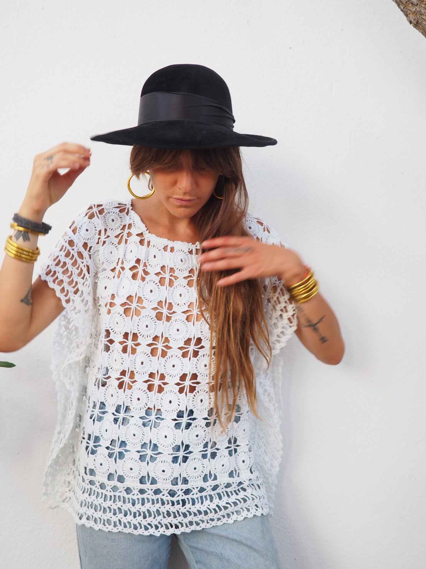 Amazing one off a kind white vintage crochet lace top up-cycled by Vagabond Ibiza