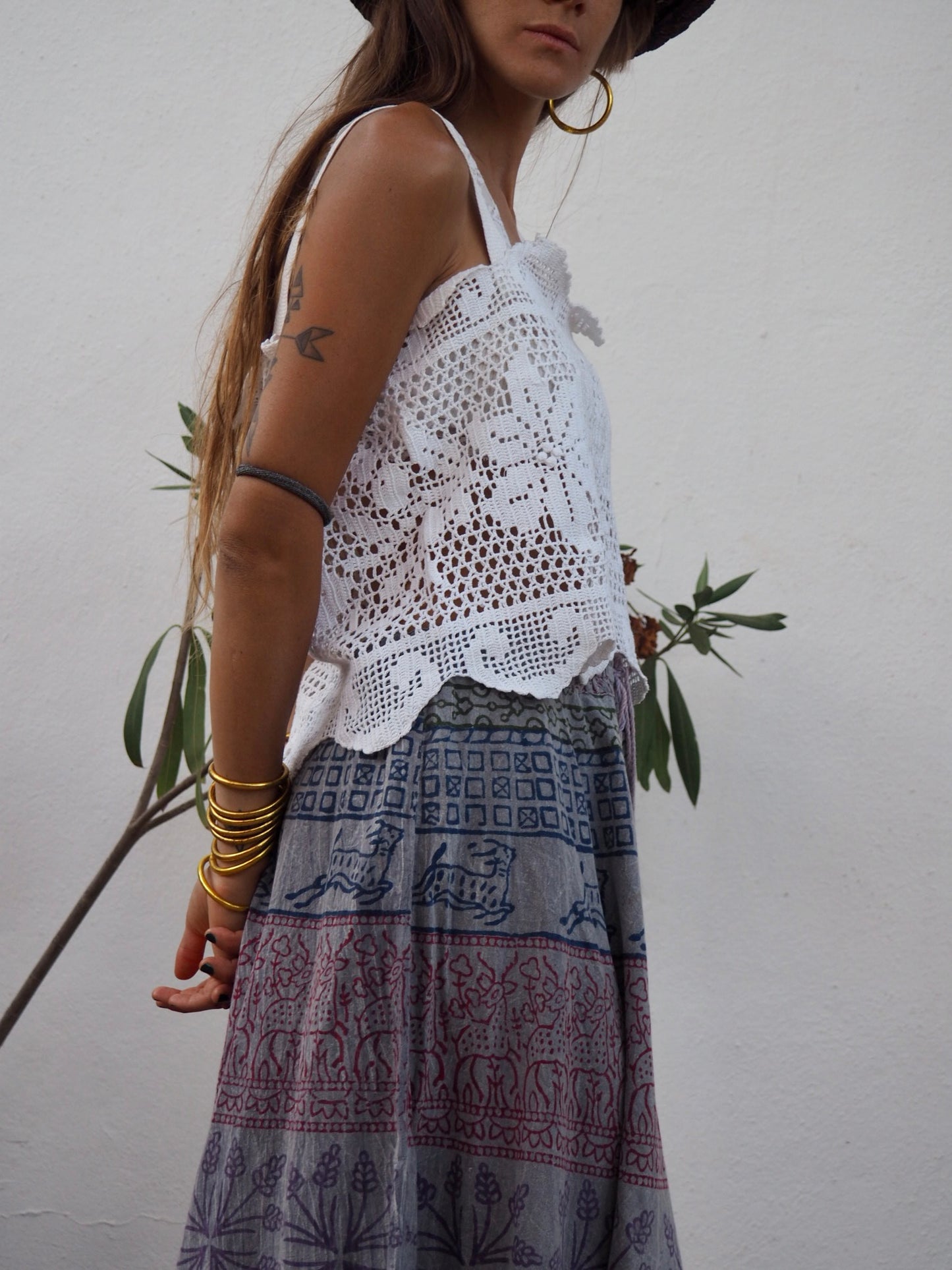 Amazing one off a kind white vintage crochet lace top up-cycled by Vagabond Ibiza